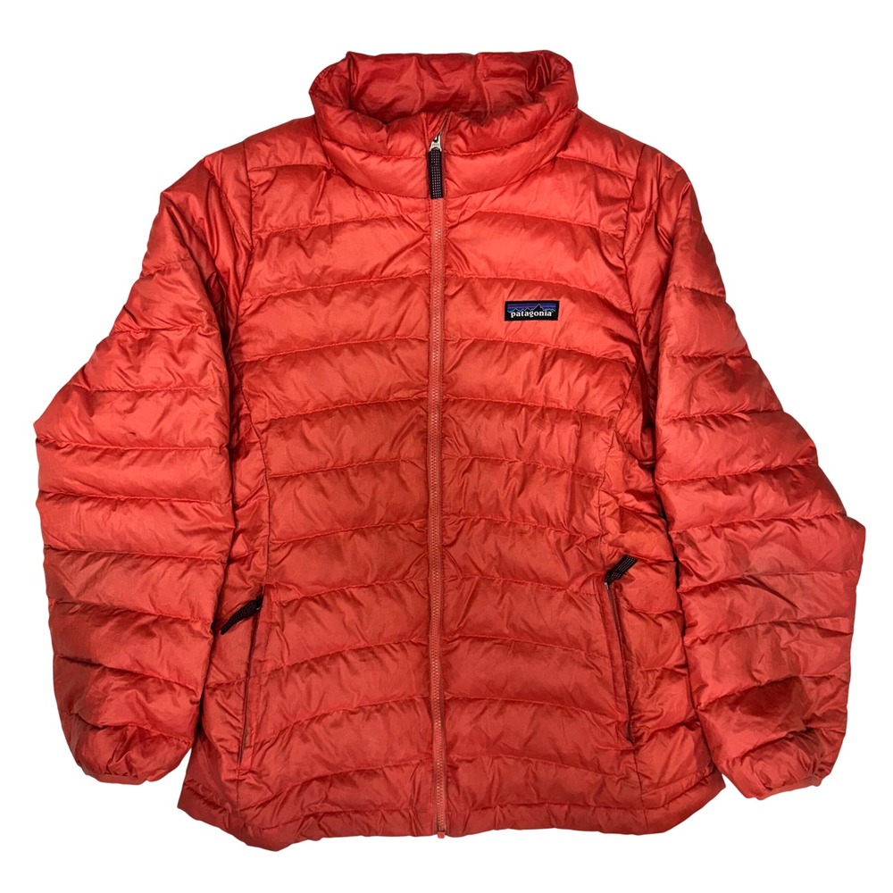 Patagonia Kids XL 14 Down Sweater Jacket Orange Puffed Spiced Coral